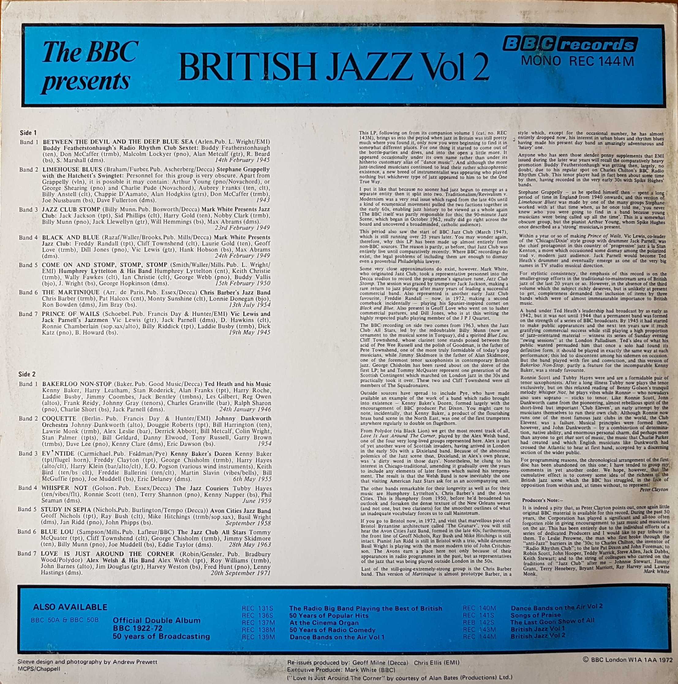 Picture of REC 144 British jazz - Volume 2 by artist Various from the BBC records and Tapes library